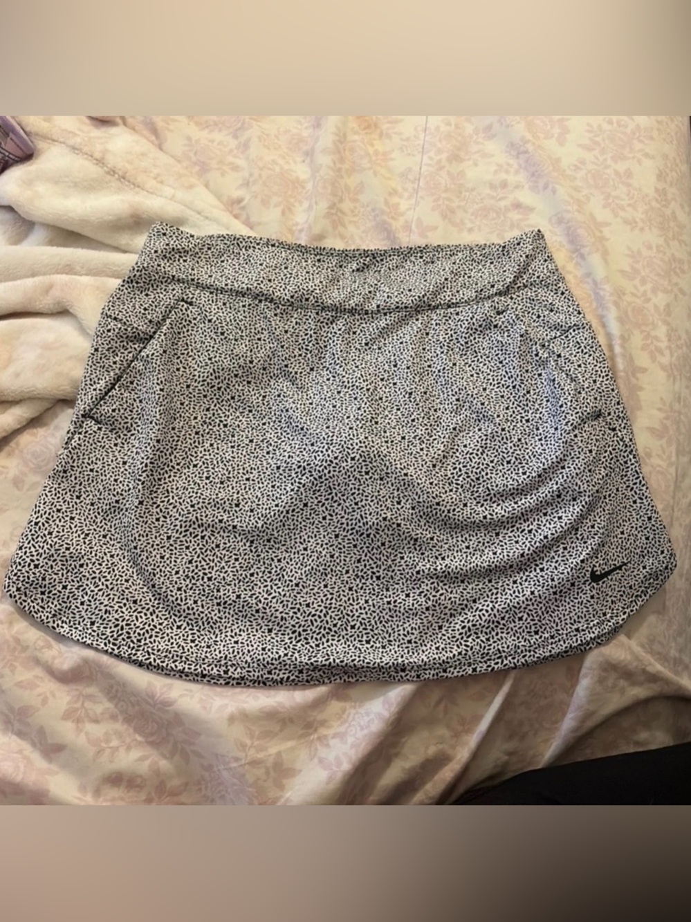Nike White Mini Skirt with Black Micro Print